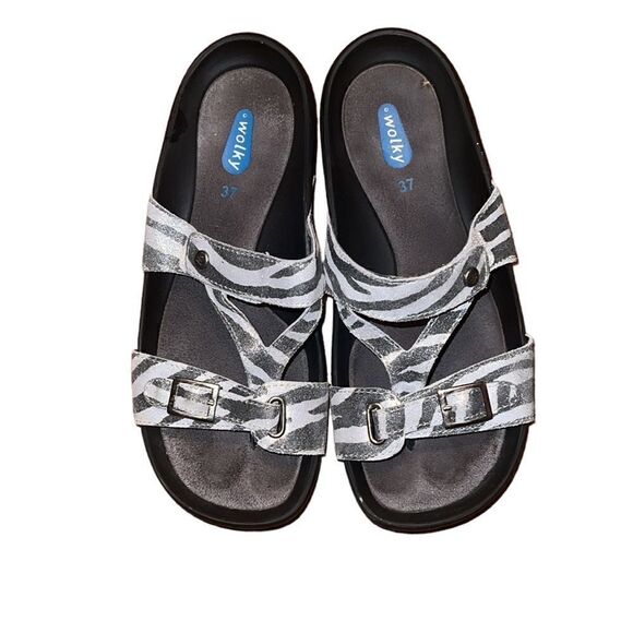 Wolky Gray and Black Textile Sandals Size 6 - Picture 2 of 6